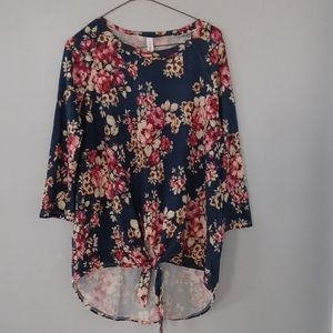 Honeyme long sleeve blue floral shirt